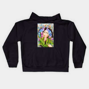 Purple Dreams Watercolor Illustration Kids Hoodie